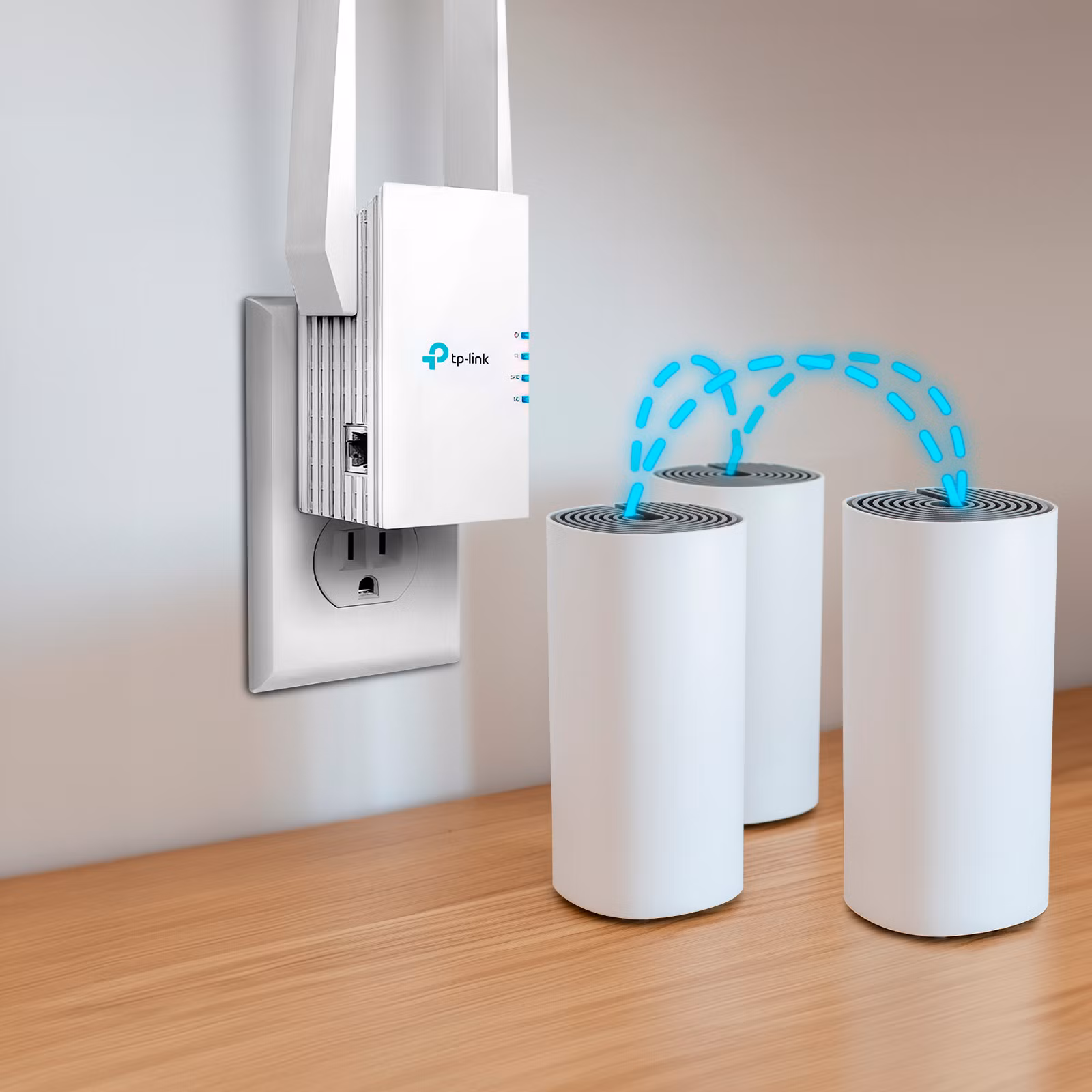 Mesh WiFi node placed for terrace coverage